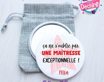 Miroir de poche personnalisable - 50 mm ou 75 mm - Cadeau maîtresse - idée cadeau maîtresse