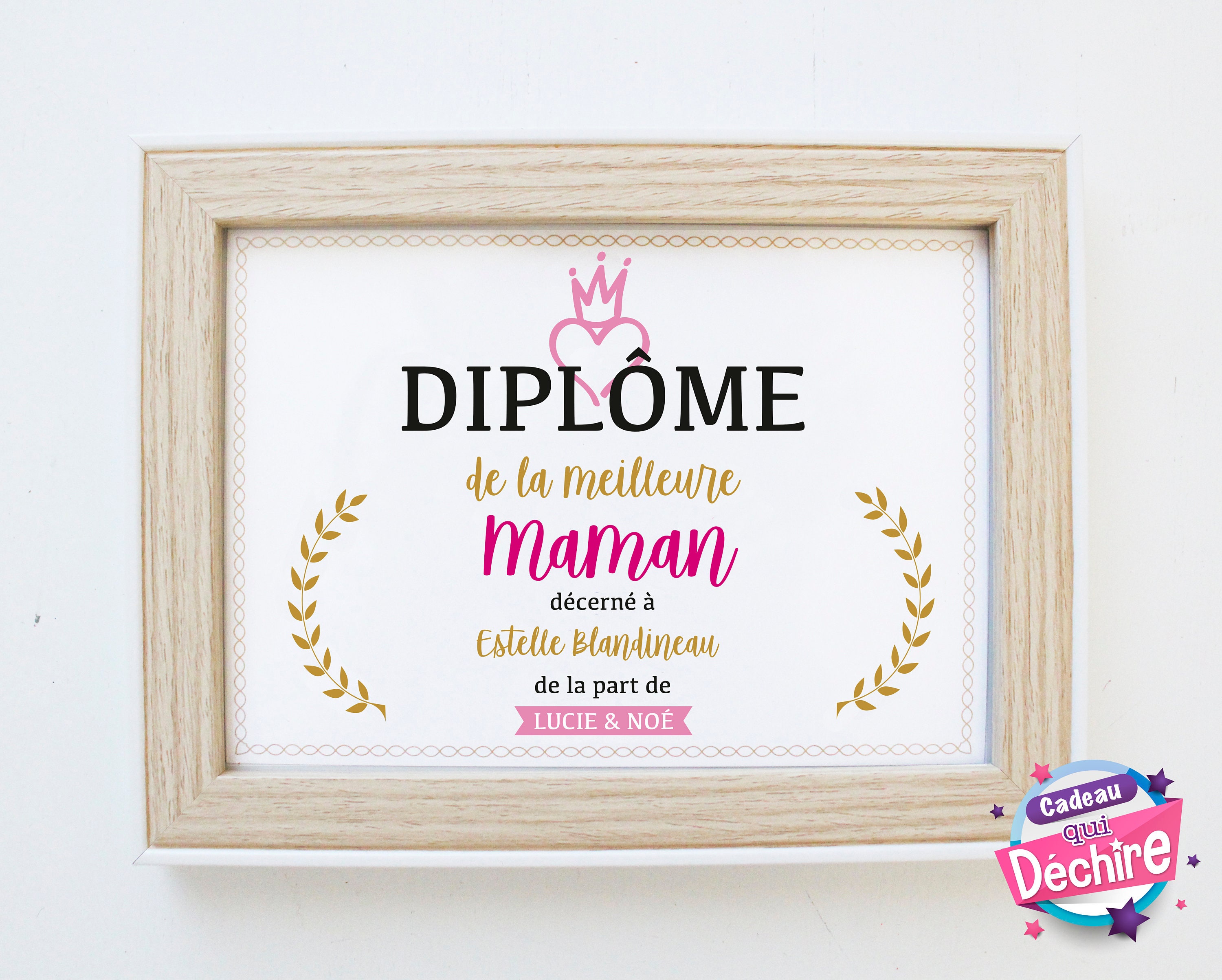 Idée Cadeau Maman - Affiche Diplôme Choix Du Format Vendu Sans Le Cadre Fête Des Mères