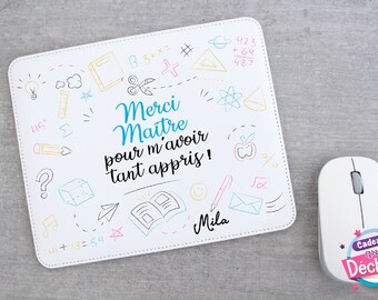 Tapis de souris " Merci maître " prénom personnalisable - Cadeau maître - idée cadeau maître