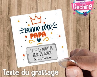 Ticket carte à gratter " Bonne fête Papa " - cadeau fête des pères - cadeau papa