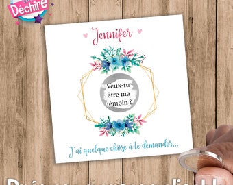 Ticket carte à gratter demande témoin - carte à gratter témoin - carte demande veux-tu être ma témoin ? - Mariage