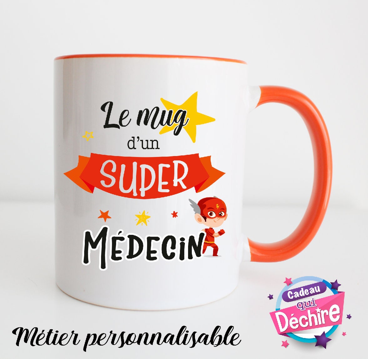 Mug Céramique Personnalisable - Idée de Cadeau Médecin Mug Poignée à Gauche ou Droite