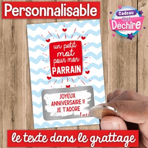 Ticket carte à gratter personnalisable - Mot parrain - idée de cadeau parrain - anniversaire parrain