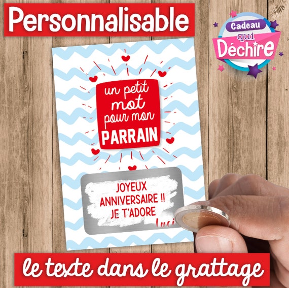 Ticket Carte A Gratter Personnalisable Mot Parrain Idee De Etsy France