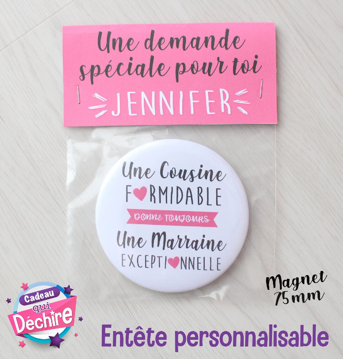 Magnet 75 mm - Cadeau Marraine Idée Demande Personnalisable