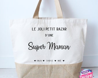 Sac multi-fonctions " Super Maman " personnalisable - idée cadeau fête des mères - cadeau maman - sac personnalisable - 100% cotton