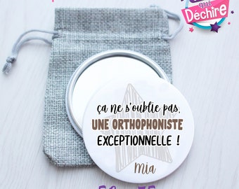 Miroir de poche personnalisable - 50 mm ou 75 mm - Cadeau orthophoniste - idée cadeau orthophoniste