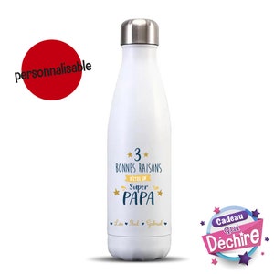 Bouteille isotherme 500 ml "Super Papa" personnalisable - idée cadeau papa - cadeau fête des pères personnalisable