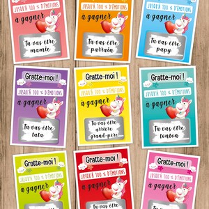 Ticket carte à gratter - annonce grossesse bientôt bébé - choix carte seul ou faire des combinaisons