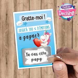 Ticket carte à gratter tu vas être papy - annonce grossesse bientôt bébé - cadeau fête des pères