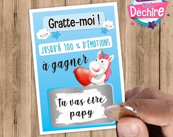 Ticket carte à gratter tu vas être papy - annonce grossesse bientôt bébé - cadeau fête des pères