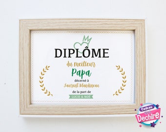 idée cadeau papa - Affiche diplôme papa - Choix du format - Vendu sans le cadre - cadeau fête des pères