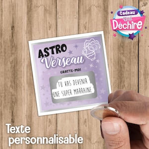 Choix du signe - Ticket carte à gratter personnalisable - message personnalisé - annonce grossesse - demande marraine, etc...