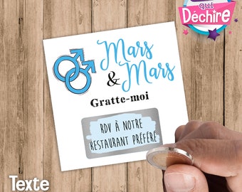 Ticket carte à gratter personnalisable - message personnalisé - idée de cadeau saint valentin, demande pacs, déclaration d'amour, etc...