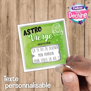 Choix du signe - Ticket carte à gratter personnalisable - message personnalisé - demande parrain - veux-tu être mon parrain ?