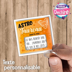 Choix du signe - Ticket carte à gratter personnalisable - message personnalisé - demande témoin - annonce mariage - bébé, etc...