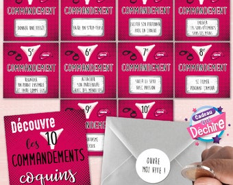 10 commandements à gratter " Coquins " - idée cadeau Saint Valentin