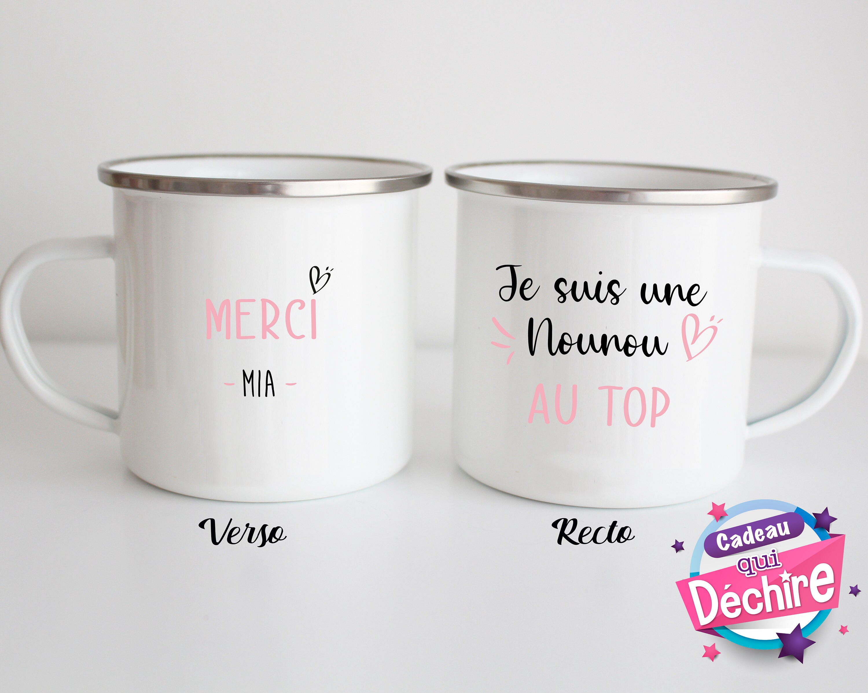 Tasse Émaillée Nounou Au Top Métier Personnalisable - Cadeau Nounou Idée Nounou
