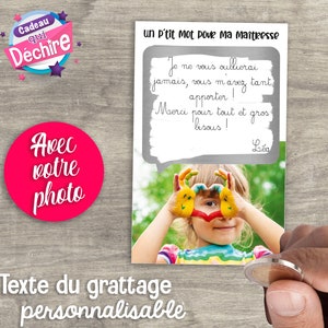 Ticket carte à gratter " Mot pour maîtresse " + photo - idée cadeau maîtresse - cadeau maîtresse