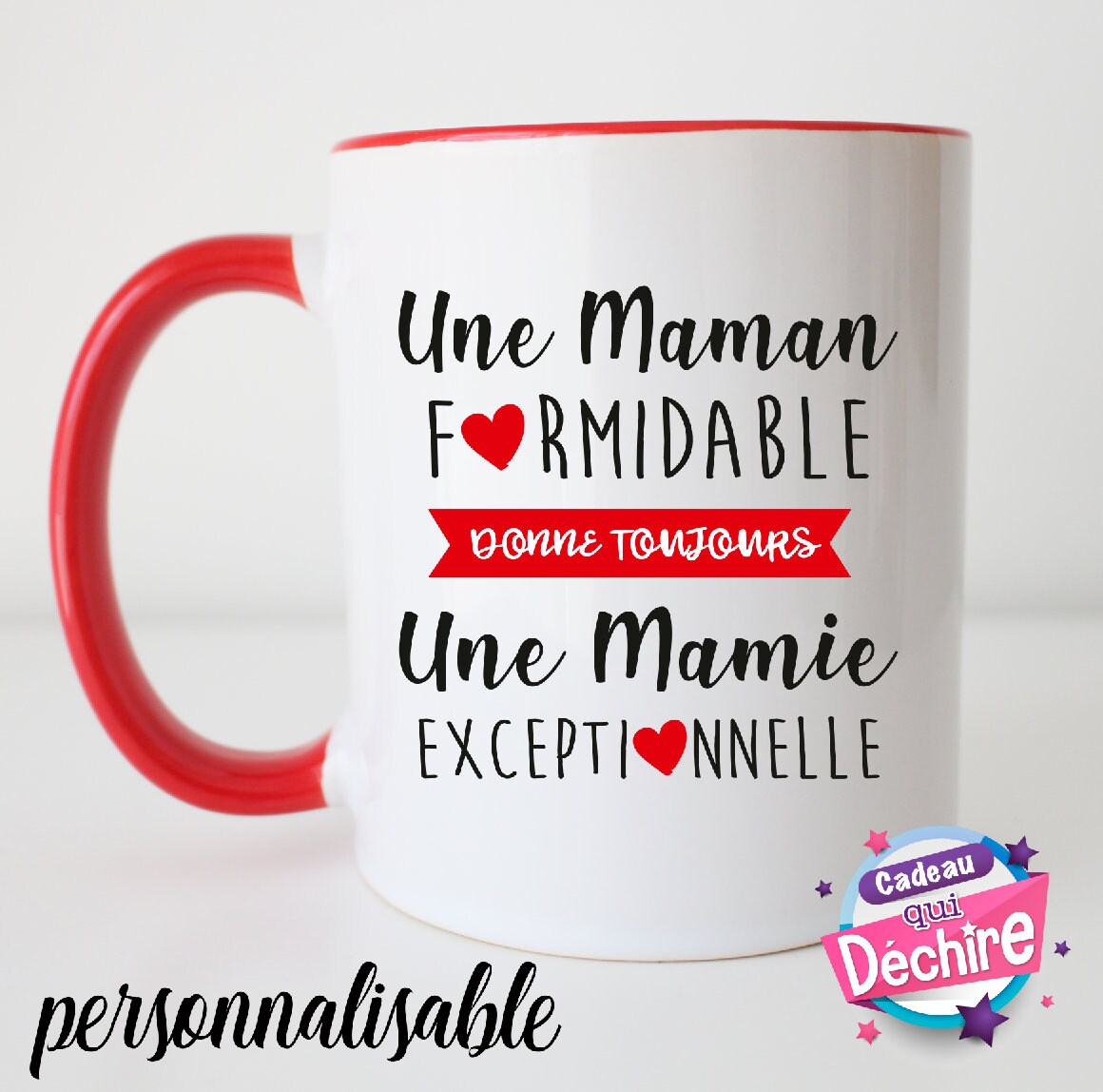 Mug Personnalisable, Idée de Cadeau Mamie, Fête Des Grands-Mères. Poignée à Droite ou Gauche L'image