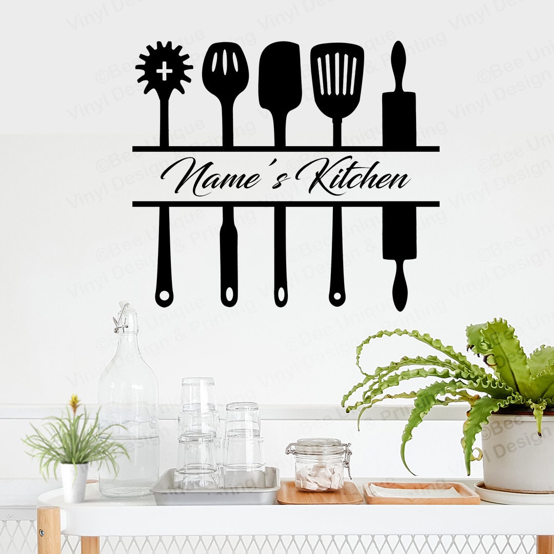 Personalised Kitchen Utensil Wall Vinyl Decal Quote Kitchen Etsy