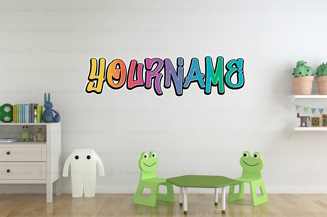 Custom Graffiti Name Decal, Summer Multicolour, Personalised Graffiti