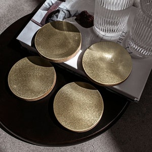 Brass Coaster Set | Set of 4 or 6 Coasters | Brass Decor | Brass Tableware | Gold Decor | Gold Tableware | Hayes Home