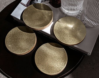Brass Coaster Set | Set of 4 or 6 Coasters | Brass Decor | Brass Tableware | Gold Decor | Gold Tableware | Hayes Home