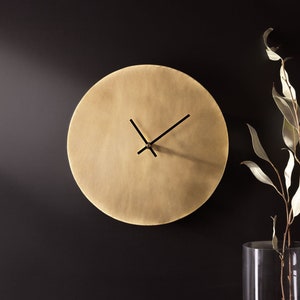 Brass Minimalist Wall Clock Brushed | Brass Homewares | Brass Decor | 21st Brass Anniversary Gift | Silent Wall Clock | Hayes Home