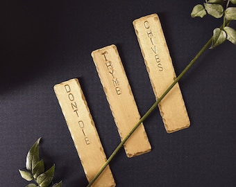 Handmade Brass Garden Markers: Herb Plant Stakes