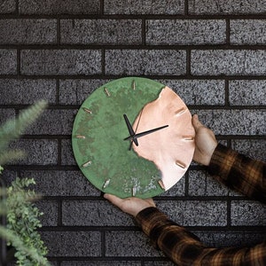 Copper Wall Clock Green Patina | Copper Anniversary Gift | Housewarming Gift | Copper | Silent Clock | Homewares | Home Decor | Hayes Home