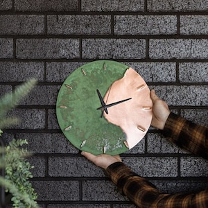 Copper Wall Clock Green Patina | Copper Anniversary Gift | Housewarming Gift | Copper | Silent Clock | Homewares | Home Decor | Hayes Home