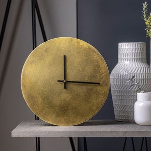 Brass Minimalist Wall Clock Aged Patina | Brass Homewares | Brass Decor | 21st Brass Anniversary Gift | Silent Wall Clock | Hayes Home