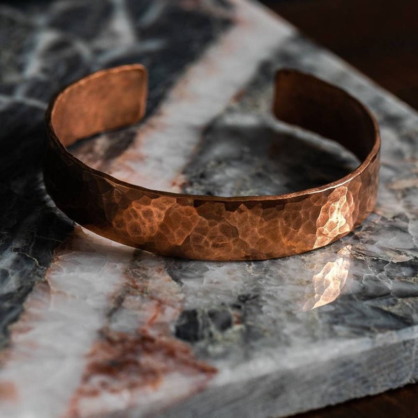 Copper Wrist Cuff Hammered Unisex | Copper Bracelet | Copper Bangle | 7th 9th or 22nd Copper Anniversary Gift | Gift for Him | Hayes Home