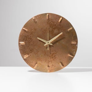 Copper Wall Clock Gold Patina Copper Anniversary Gift Housewarming Gift Copper Decor Silent Wall Clock Hayes Home image 2