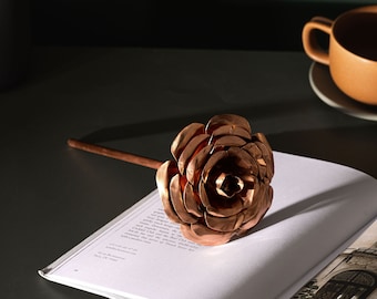 Copper Rose Ornament | 7th 9th 22nd Wedding Copper Anniversary Gift | Custom Engraved Rose Stem | Gift for Him | Gift for Her | Hayes Home