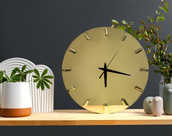 Brass Polished Wall Clock | Gold Clock | Brass Homewares | Brass Decor | 21st Brass Anniversary Gift | Silent Wall Clock | Hayes Home