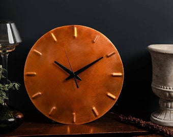 Copper Wall Clock Blowtorch "Flame" Patina | Copper Anniversary Gift | Housewarming Gift | Copper Decor | Silent Wall Clock | Hayes Home