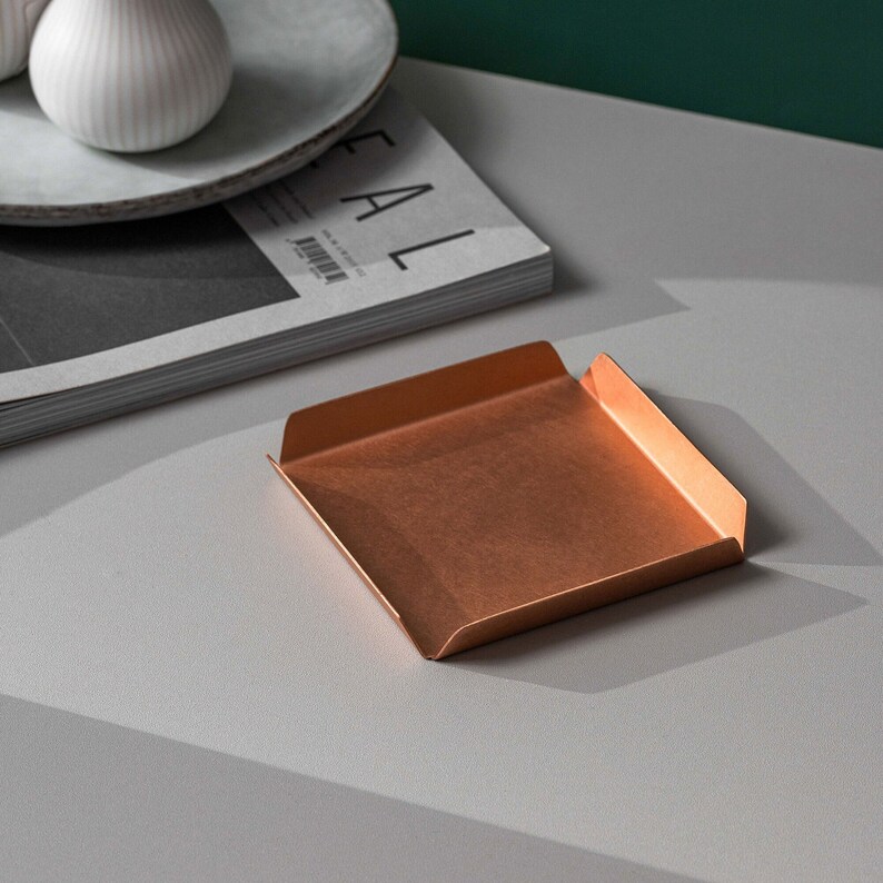Copper Tray Brushed Small Copper Candle Tray Copper Trinket Tray Copper Anniversary Gift Copper Decor Homewares Hayes Home image 1