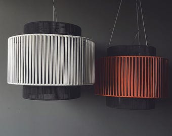 Wicker Hanging Lantern: Cotton Lamp Shade, Modern Chandelier