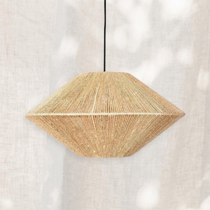 Handmade Jute Hanging Lantern: Wabi Sabi Chandelier for Restaurant