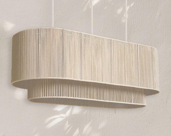 Lámpara colgante de algodón: pantalla hecha a mano para sala de estar