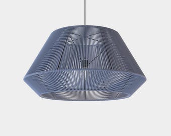 Farol colgante de mimbre y algodón: Pantalla de lámpara hecha a mano para la sala de estar.