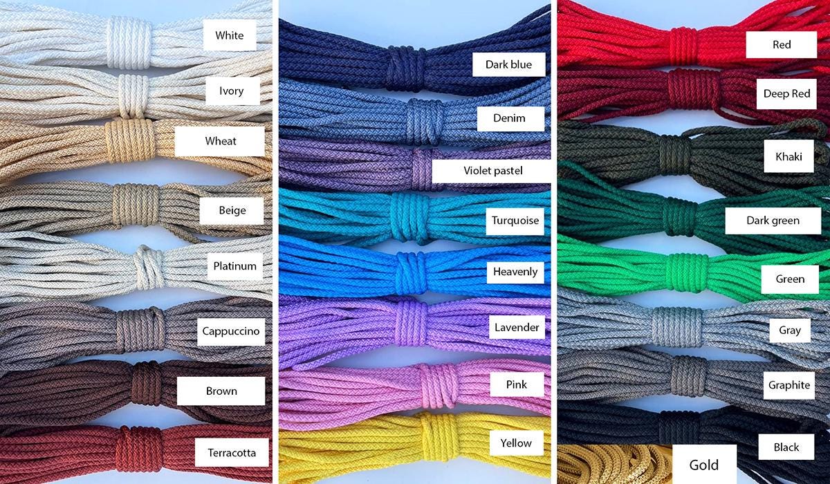 Chandelier Thread Sample: Jute, Cotton, Polyester, Raffia (1 Meter ...
