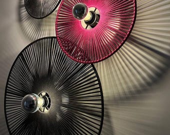 Juego de apliques de pared de mimbre y algodón: decoración bohemia para el hogar, iluminación mágica