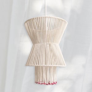 Wicker Cotton hanging lantern Color to choose from, Unique Handmade Lamp Shade, Modern Suspension Lamp, Boho Decor