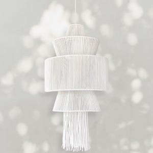 Wicker Cotton hanging lantern Cap Color/Size to choose, Minimalist style Pendant Lamp, Unique Handmade Lamp Shade, Modern Suspension Lamp