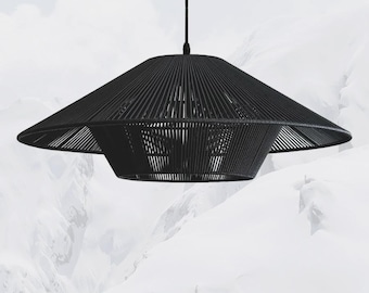 Farol colgante de mimbre y algodón: Pantalla de lámpara artesanal estilo balinés