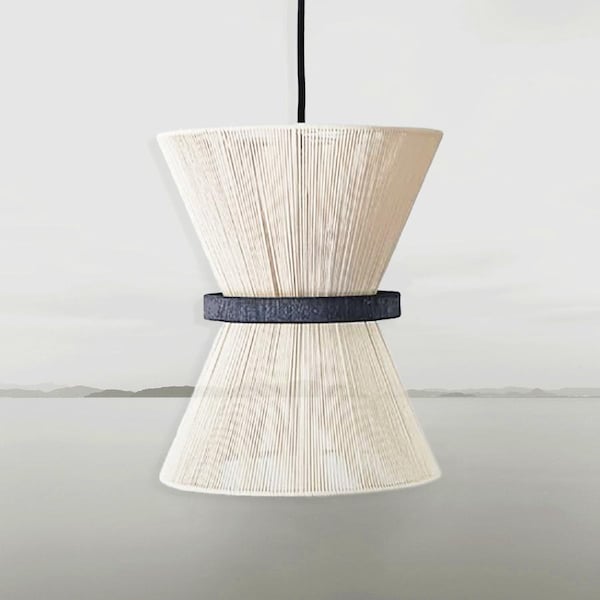 Lampa wisząca Wabi Sabi: abażur z bawełnianego sznurka w stylu japońskim