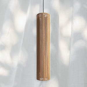Wicker Cotton hanging lantern Cylinder Color/Size to choose, Minimalist style Pendant Lamp, Unique Handmade Macrame Lamp Shade